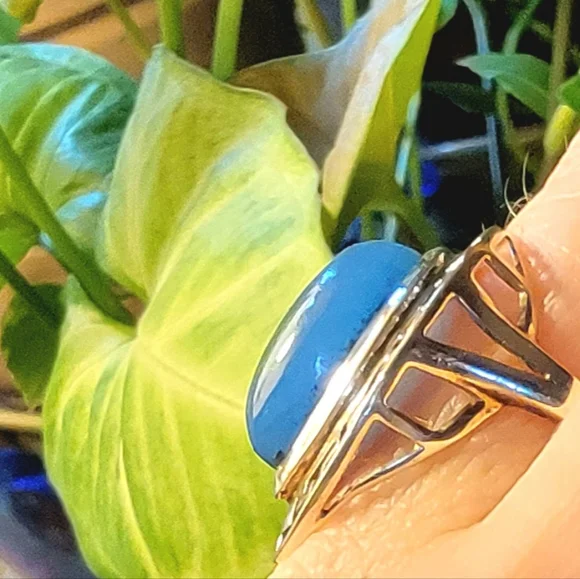 COPY - 🔹️ Sterling Silver Blue Chalcedony Statement Ring - Picture 7 of 10